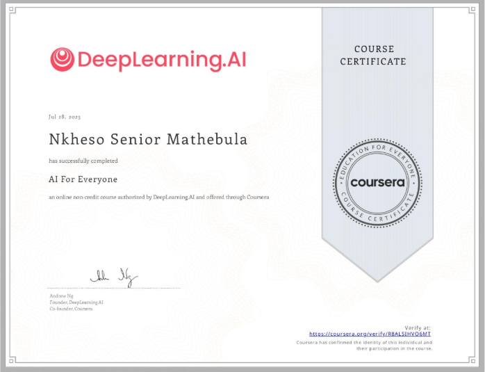 AI For Everyone Certificate Preview